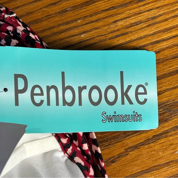 NEW Penbrooke Plus Sz 22W Swimsuit Split Dress One Piece Red Black Tummy Control - Picture 5 of 13